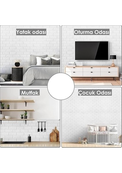 Duvarlar 70X23 cm Beyaz Kendinden Yapışkanlı 3D Esnek Duvar Kağıdı Paneli modelleri