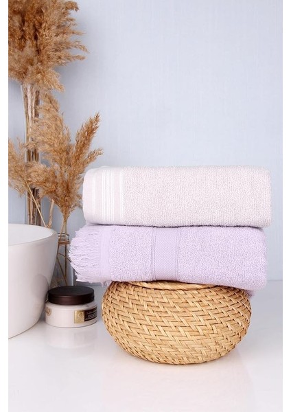 %100 Pamuk 2'li Renkli 50X70 El/yüz Havlu Seti Bej