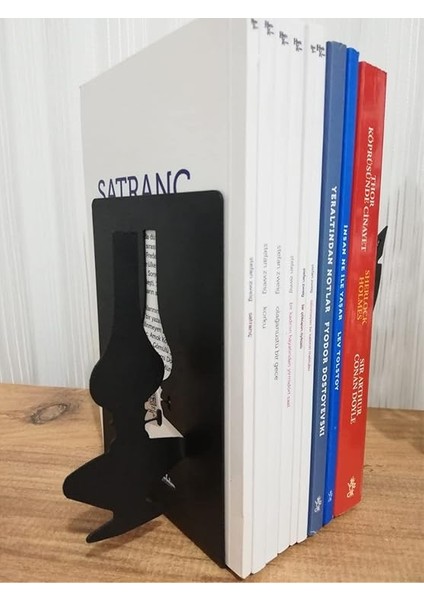 Dekoratif Divit ve Gaz Lambası Desenli Metal Kitap Tutucu 2'li Paket modelleri