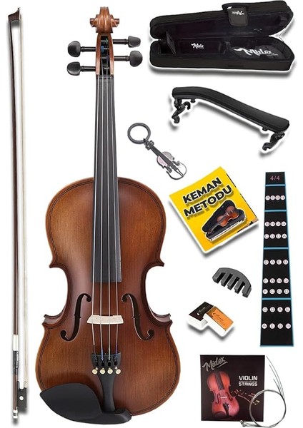 LMA-544TYS 1/2 Profesyonel Keman 2/4 Çocuk Kemanı 8-10 Yaş (Yastık Susturucu Yedek Tel Çanta Yay Reçine Metod)