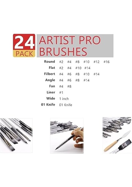 24 Parça Siyah Çantalı Sanat Fırçası Seti modelleri