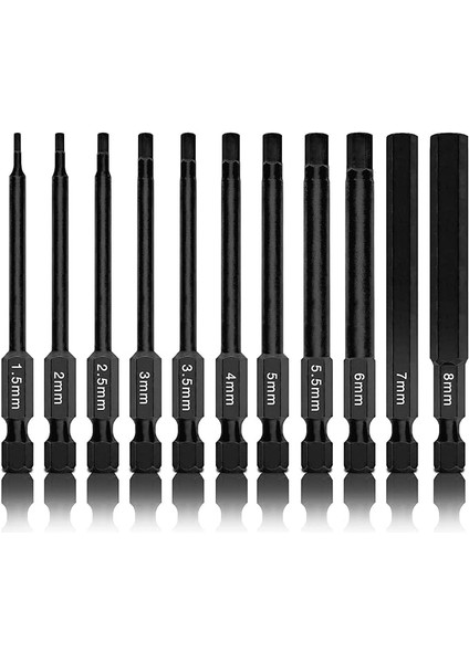 01148A Altıgen Uç Seti, 11 Parça, Metrik Boyutlar, 1,5 mm Ila 8 Mm, Manyetik Altıgen Uç, Hızlı Değişim Şaftları, Premium S2 Çelik, Matkaplar ve Darbeli Matkaplarla Uyumlu