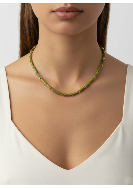 Renk Harmanı Doğal Taş Boncuk Kolye