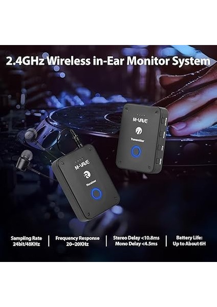 Kablosuz Kulaklık Monitör Iletim Sistemi Şarj Edilebilir 2.4ghz Verici ve Alıcı Mono/stereo Anahtar 24BIT/48KHZ Kayıpsız Dijital Iletim Stüdyo Grubu Provası Canlı Performansı Için Ses Kalitesi fırsatları