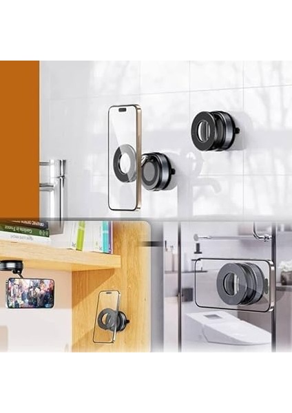 Araç Telefon Tutucu Vakumlu Katlanır Ayna-Cam-Araba Manyetik Araç Tutucu (Siyah) indirimleri