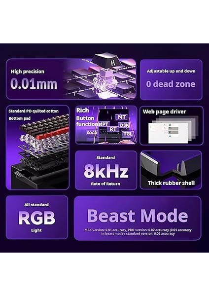 WIN60 He Max Manyetik Klavye Rapid Trigger Wing Chun Switch 8000Hz Rgb Tkl Hot Swap Oyuncu Klavyesi Kırmızı modelleri