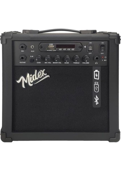 MGA-25BK Elektro Gitar Amfisi 25 Watt USB Bluetooth Şarjlı 2 Girişli