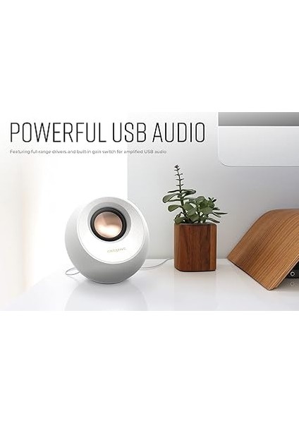 Pebble V3 Minimalist 2.0 Usb-C Masaüstü Hoparlör, USB Sesli, Şeffaf Diyalog, Bluetooth 5.0, 16 W Tepede 8 W Sine Power, Usb-A Dönüştürücü Dahil (Beyaz) fırsatları