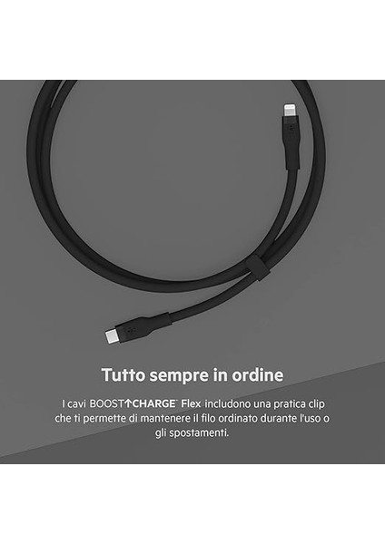 Boostcharge Flex Silikon USB Tip C - Yıldırım Kablosu (3M/10FT), Mfi Sertifikalı 20W Hızlı Şarj Pd Güç Dağıtımı - Siyah indirimleri
