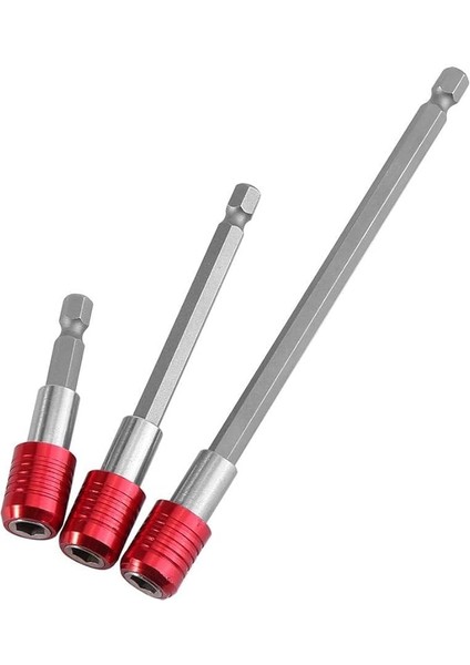 Sağlık Dişli Tornavida Ucu Tutucu, 3 Adet 1/4 "altıgen Şaft Manyetik Matkap Uzatma Hızlı Çıkarma Tornavida Somun Matkap Tutucu, 1/4", 60/100/150MM (Kırmızı)