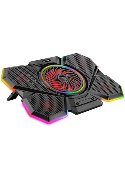 S47 Coolflow 5 Adet Kırmızı LED Fan 1 USB 7 Farklı Kademe Ayarı 10 17.3 Notebook Soğutucu Stand