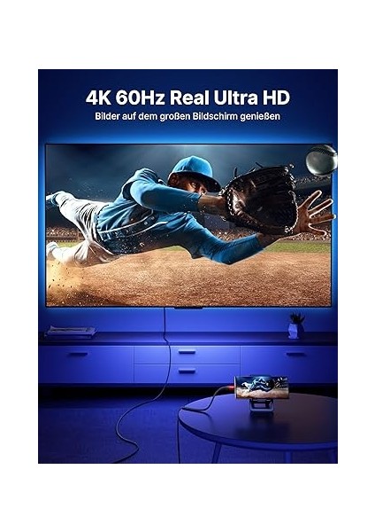 USB C HDMI Kablosu 4m (4K@60Hz), Tip C - HDMI Kablosu [thunderbolt 3 ile Uyumlu] MacBook Pro 2018/2019, iPad Pro/macbook Air 2018, Samsung S20/S20+/S10/S9/S8/NOTE 9 Huawei P20 ile Uyumlu Kırmızı modelleri