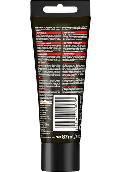 One For All High Tack, Yüksek Kaliteli Montaj Yapıştırıcısı, Tüm Yüzeyler Için Güçlü Yapıştırıcı, Profesyonel Çok Amaçlı Yapıştırıcı, 1X142G Tüp fiyatları