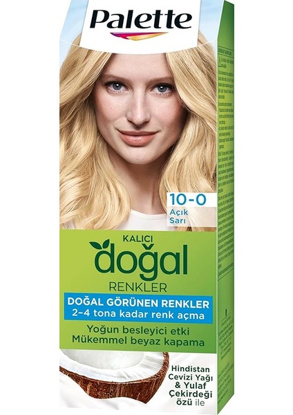 Kalıcı Doğal Renkler 10-0 Açık Sarı Saç Boyası
