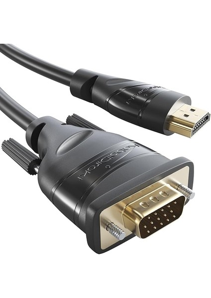 HDMI VGA Adaptör Kablosu – 2 M (Hdmı Vga, High Speed Hdmı/d-Sub 15, Monitör Kablosu, Full HD/1080P ve 60 Hz'de VGA Ekranlarına Bilgisayar, Dizüstü Bilgisayar ve Diğer HDMI Cihazlarını