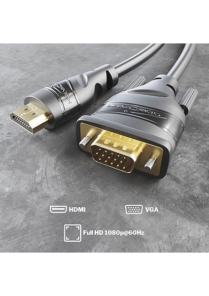 HDMI VGA Adaptör Kablosu – 2 M (Hdmı Vga, High Speed Hdmı/d-Sub 15, Monitör Kablosu, Full HD/1080P ve 60 Hz'de VGA Ekranlarına Bilgisayar, Dizüstü Bilgisayar ve Diğer HDMI Cihazlarını fiyatları