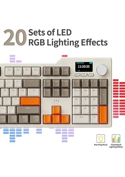 Ajazz AK35I V3 Kablosuz Mekanik Oyuncu Klavyesi-Gasket Gövde Yapısı Dinamik Rgb-Tft Ekranlı Bej/avakado Switch modelleri
