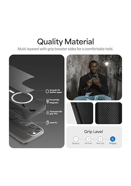 Ciel By Cyrıll iPhone 16 Pro Max ile Uyumlu Magsafe Kılıf Kajuk Mag Hava Kanalı Teknolojisi Askeri Sınıf Koruma Black Vegan Deri Kapak - ACS08395 indirimleri