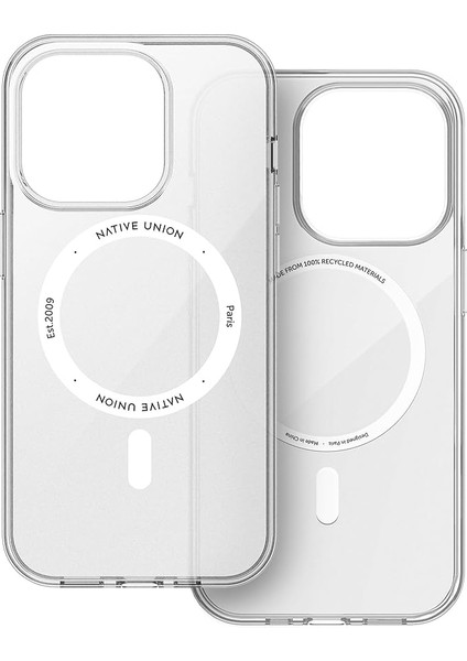 Union (Re Clear Kılıf - Şeffaf Sararma Önleyici Kılıf - Magsafe Dahili Mıknatıslarla Uyumlu - Geri Dönüştürülmüş Malzemeler - iPhone 14 Pro Için Askeri Sınıf Düşme Koruması ile Ultra Dayanıklı