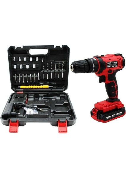 Bn-5 F-136 Stanlıy Kırmızı 24W Professıonal Şarjlı Darbeli Matkap Seti Çantalı (5122)