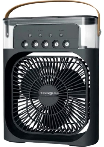Vantilatör Mini Fan 5 Spreyli Su Püskürtmeli 600 ml Buhar Makinesi Nemlendirici Mini Klima Rgb