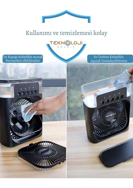 Vantilatör Mini Fan 5 Spreyli Su Püskürtmeli 600 ml Buhar Makinesi Nemlendirici Mini Klima Rgb modelleri