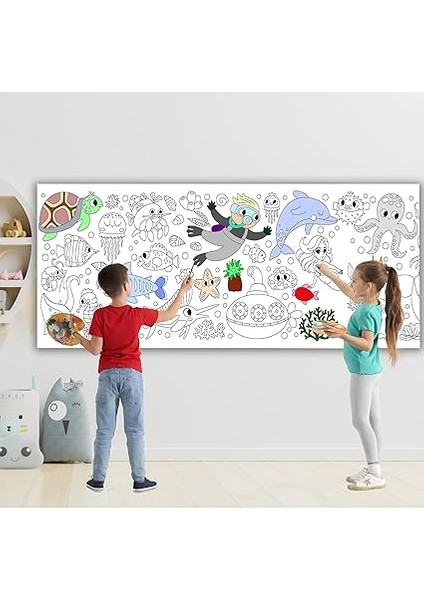 Hayatı Temalı Dev Boyama Kağıdı 2,5 Metre Rulo Boyama Kağıdı Çocuk Anaokulu ve Kreşler Için Aktivite- Çocuk Eğitici Boyama fiyatları