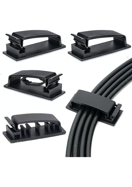 Kablo Klipsleri 4'lü Set, Kendinden Yapışkanlı Kablo Düzenleyici Tutucu, Masa Altı Duvar Yatak Başlığı Için Kablo Sabitleyici, Pc Bilgisayar USB Şarj Ethernet Kablo Bağı, Ev Ofis Için