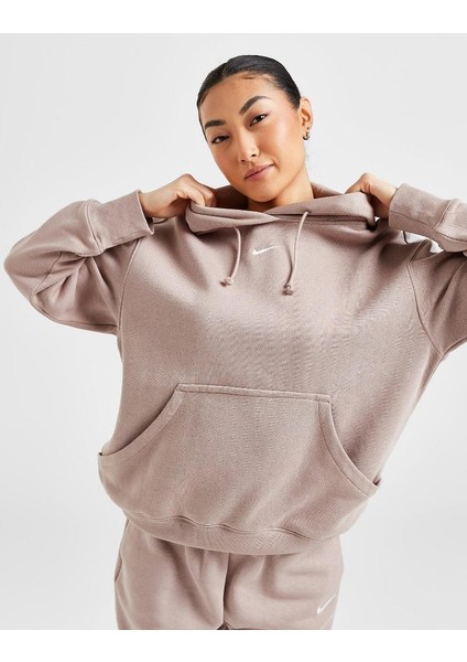 Sportswear Phoenix Fleece Oversize Pullover Hoodie Kadın Kapüşonlu Bol Kesim Sweatshirt Mor