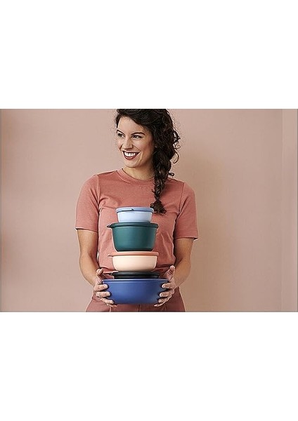 - Multi Bowl Cirqula Round - Kapaklı Saklama Kabı - Buzdolabı Için Hava Geçirmez Saklama Kutusu ve Mikrodalga Fırın Kabı Olarak Uygundur - 1000 ml - Nordic Denim fiyatları