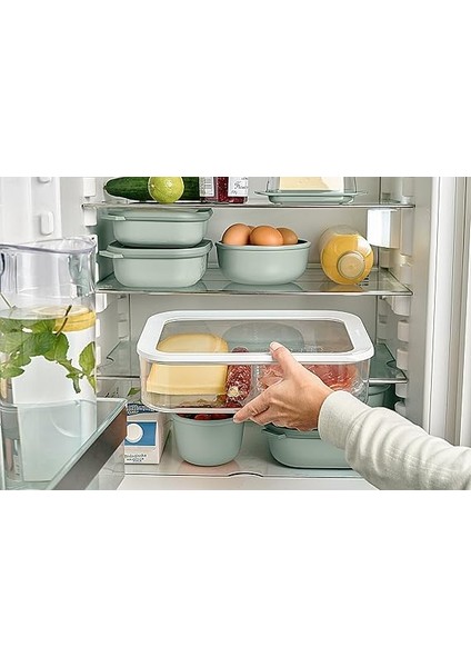 - Multi Bowl Cirqula Round - Kapaklı Saklama Kabı - Buzdolabı Için Hava Geçirmez Saklama Kutusu ve Mikrodalga Fırın Kabı Olarak Uygundur - 1000 ml - Nordic Denim indirimleri