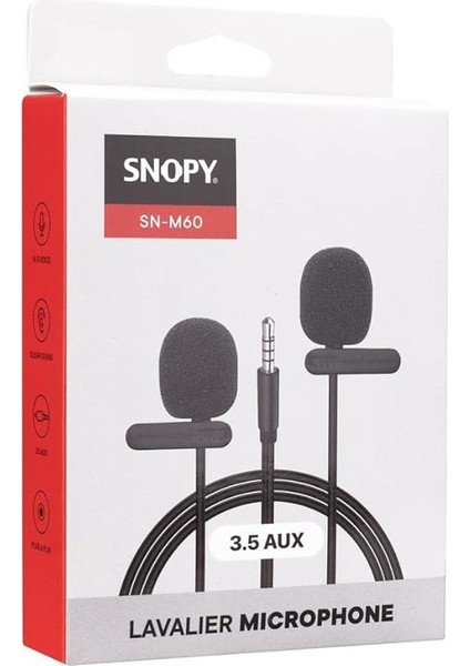 SN-M60 Siyah 2 Mikrofonlu Akıllı Telefon ve Youtuber Yaka Mikrofonu modelleri