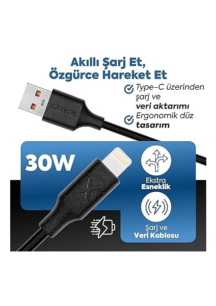USB To Lightning ile Uyumlu iPhone ile Uyumlu Hızlı Şarj ve Data Kablosu 40 cm (Beyaz) fırsatları