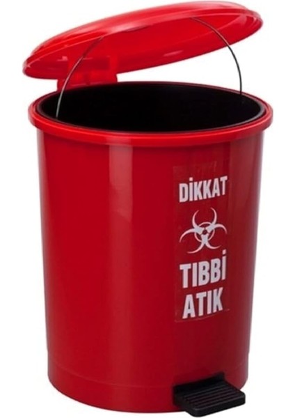 Çift Kovalı Tıbbi Atık Çöp Kovası Pedallı 40 Litre - Atık Kovası Kırmızı