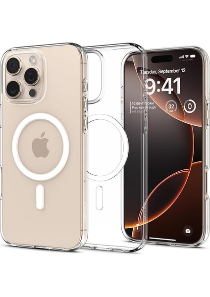 iPhone 16 Pro Max ile Uyumlu Ince Magsafe Kılıf Liquid Crystal Sararma Karşıtı Duraclear Hava Kanalı Teknolojisi Askeri Sınıf Koruma Magfit Crystal Clear Şeffaf Kapak - ACS08387