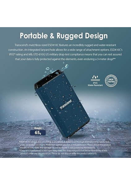 1 Tb Harici, Taşınabilir, Askeri Düşme Testi Sertifikalı Ssd, ESD410C, USB 20GBPS, Tip C TS1TESD410C fırsatları