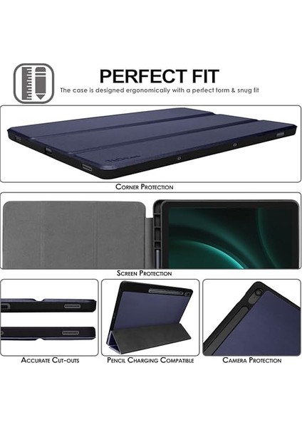 Samsung Galaxy Tab S9 Fe 10,9 Inç (SM-X510/X516) Için Akıllı Kılıf Pu Deri Ince Akıllı Kılıf Standı Koruyucu Kapak [otomatik Uyanma/uyku] Yumuşak Tpu ve S-Kalem Tutucu - Mavi fırsatları