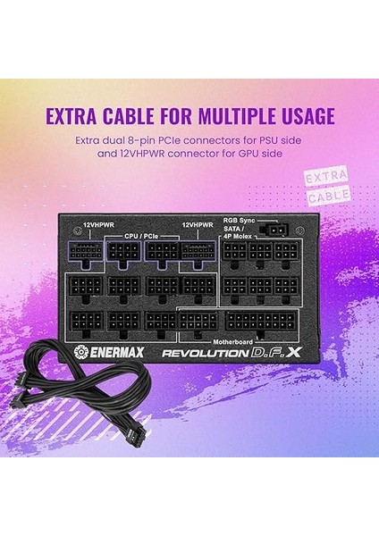 Revolution D.f. x Argb Atx3.0 Pcı-E 5.0 Compact Gaming&streaming Pc Power Supply 1650W 80PLUS Gold (Tam Modüler, 2x 12VHPWR, Yarı Fansız), ERT1650EWT, Siyah indirimleri