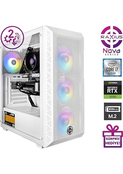 Nova G2 I7 3050-127F004 I7-12700F 32GB 512SSD RTX3050 6 GB Freedos Gaming Masaüstü Bilgisayar fiyatları