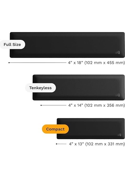 Klavye Bilek Desteği - Yıpranmaz Dikişli Kenarlar, Pürüzsüz Kumaş Yüzey, Kaymaz Kauçuk Taban, Orta Sertlik, Siyah - 65% / 75% fırsatları