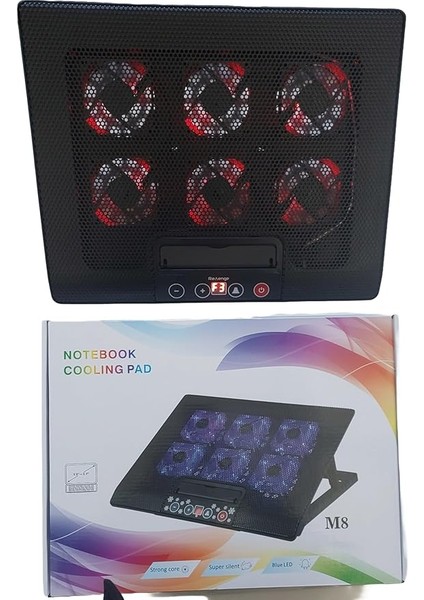 M8 Hız ve Fan Ayarlanabilir 6 Kırmızı LED Fanlı Laptop Soğutucu Dizüstü Notebook Standı