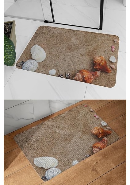 3D Desenli Iç Dış Mekan Kullanıma Uygun Kaymaz Su Emici Üç Katmanlı Abdest Paspası Banyo Paspası (Deniz Kabuğu) indirimleri