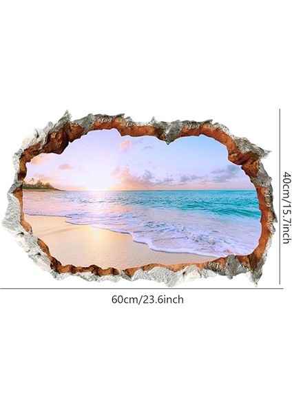 Deniz Plaj Duvar Sticker,plaj Sahne Duvar Sticker - Deniz Manzarası Çubuk Duvar Kağıdı | Yapışkanlı Deniz Manzarası Kırık Delik Sandy Beach Duvar Çıkartması Pencere Duvar Duvar Oturma Odası Için indirimleri