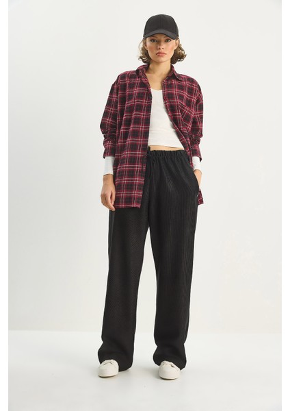 Kadın Beli Lastikli Cep Detaylı Fitilli Palazzo Pantolon fiyatları