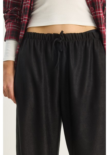 Kadın Beli Lastikli Cep Detaylı Fitilli Palazzo Pantolon indirimleri