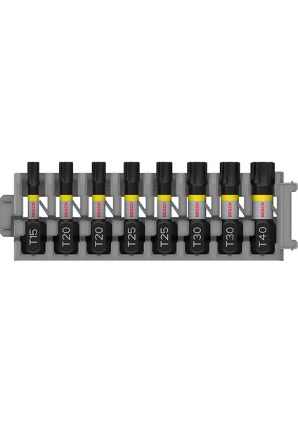 Professional Accessories 8 Parçalı Tornavida Ucu Seti Torx (Impact Control, T Bit - Uzunluk 25 Mm, Pick And Click, Darbeli Matkap Aksesuarı)
