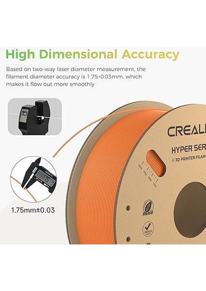 Resmi 3D Yazıcı Filamenti, Hyper Pla Filament, Creality Yüksek Hızlı Baskı Için, Uzun Ömürlü ve Dayanıklı, Düz, Taşma Performansı, Ölçü Hassasiyeti +/- 0,03 Mm, 1 Kg/makara, indirimleri