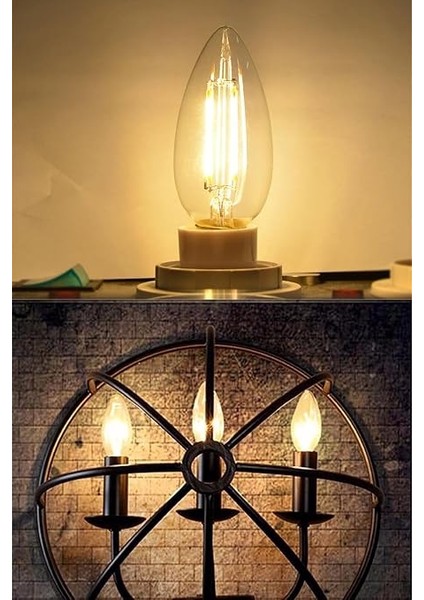 LED Filament Ampul 4 Watt E14 Duy Sarı Işık Dekoratif Vintage Aydınlatma (1, Amber Cam C35) fiyatları