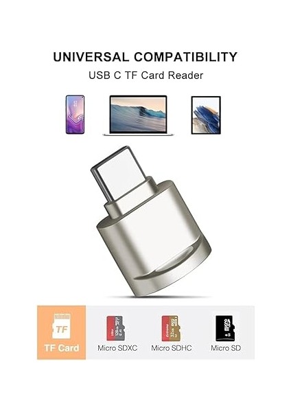 Sd Kart Okuyucu – USB C & USB Dönüştürücülü Otg Kart Okuyucu, Type-C Tf Hafıza Kartı Okuyucu, Macbook, Samsung, Laptop, Android Uyumlu Metal Mini Kart Okuyucu | Evınto fırsatları