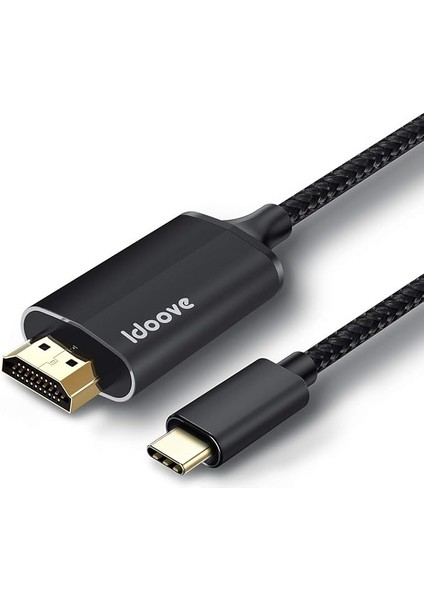 USB C HDMI Adaptörü, USB 3.1 Tip C HDMI Kablosu 4K 1,8 M (Thunderbolt 3 ile Uyumlu) | Galaxy Note9/8/s8/s8 Plus, Macbook, Imac, Pixelbook (Gece Yarısı Karanlık) Için